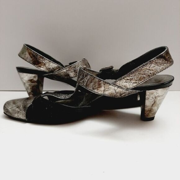 ROBERTO CAPUCCI Italy Genuine Leather T-strap Slingback Pump Heels Sz 7.5 AAA - Picture 13 of 16